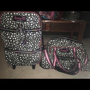 Betsey Johnson suitcase and overnight bag